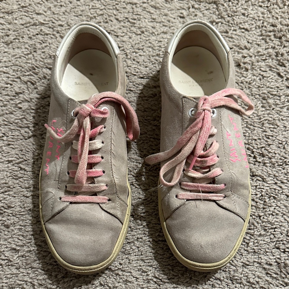 Saint Laurent Taupe and Pink Women's Sneakers